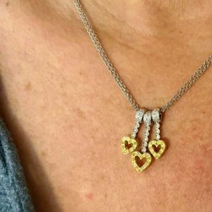 Yellow and White Heart Diamond Necklace *Recently Appraised*